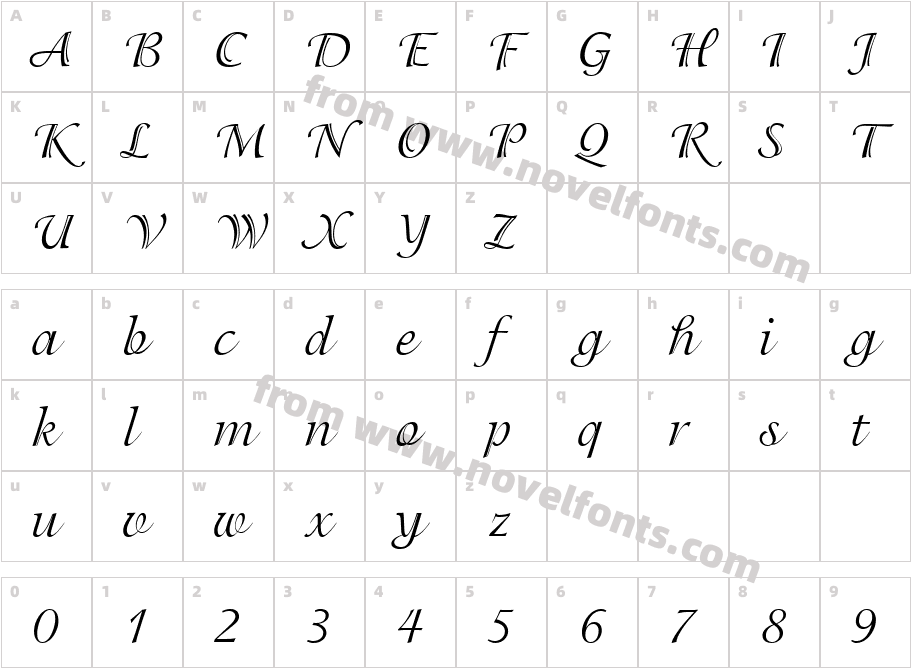 ITC Isadora LT RegularCharacter Map