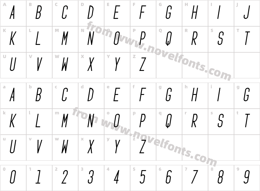 Ignotum ItalicCharacter Map