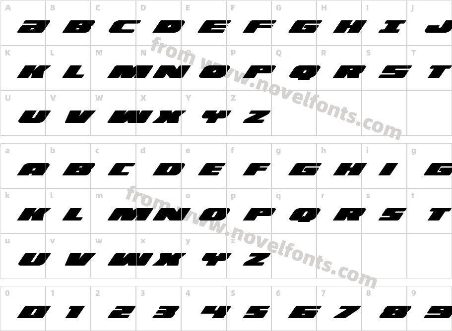 Illumino Super-ItalicCharacter Map