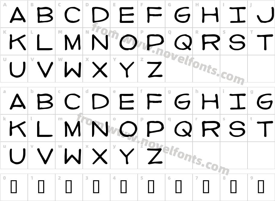 Imperfect fontCharacter Map