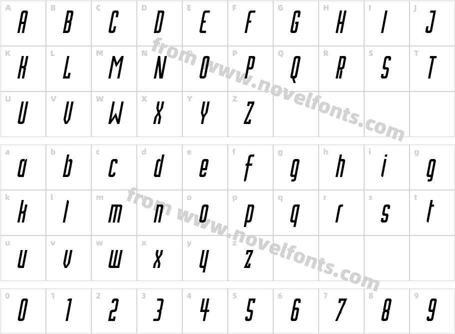 Inceptia ItalicCharacter Map