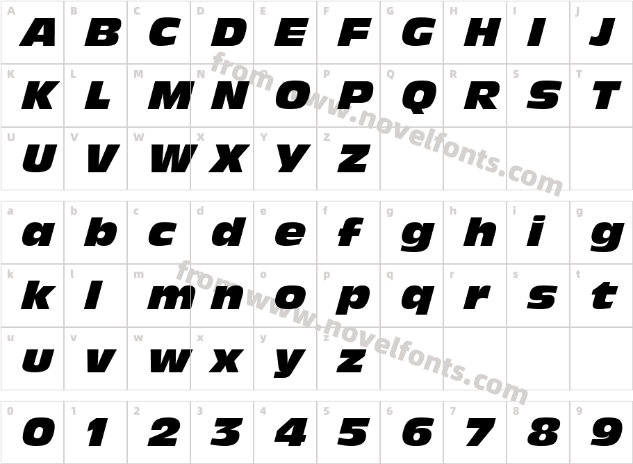 Incised 901 Nord Italic BTCharacter Map