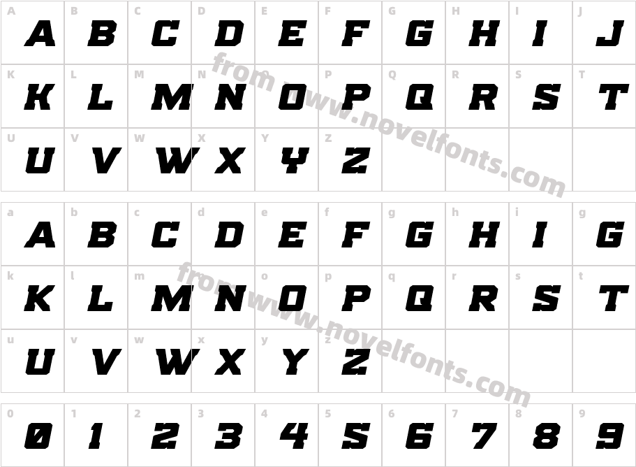 Indian Steeds Expanded ItalicCharacter Map