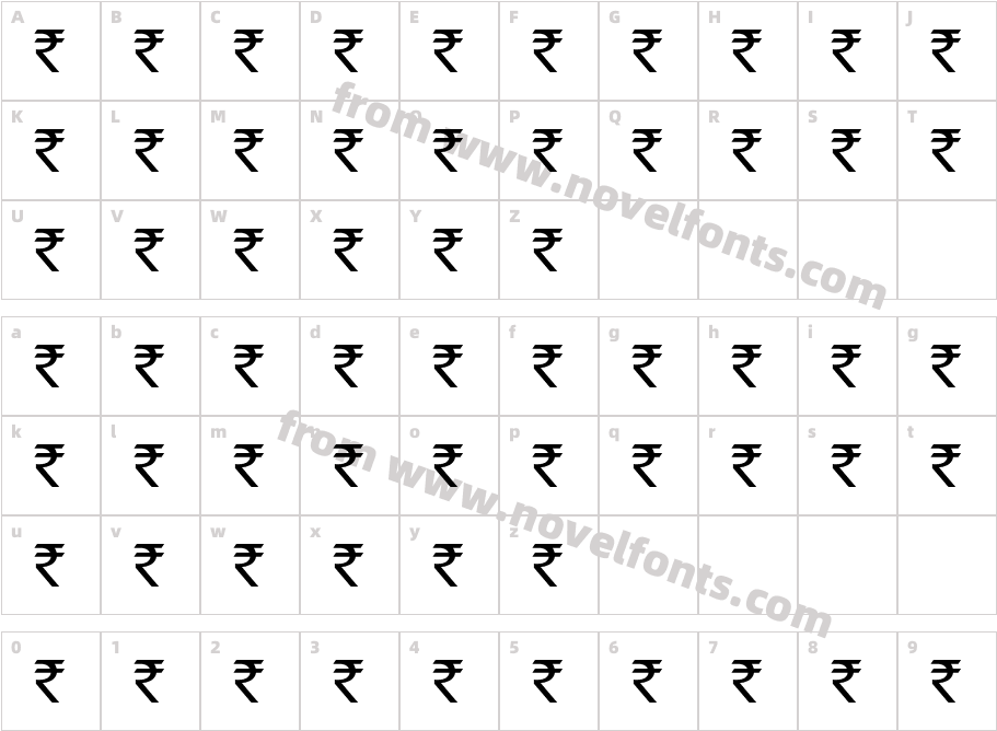 IndianRupee-RegularCharacter Map