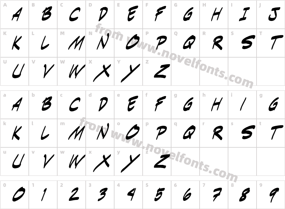 Indie Komiks Sketch ItalicCharacter Map