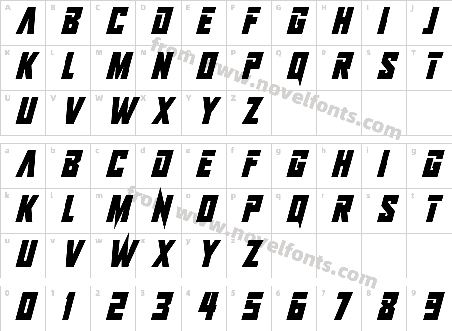 Infinite Darkness ItalicCharacter Map