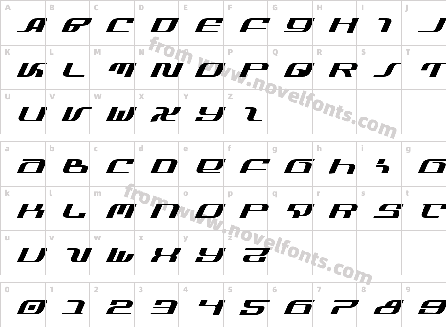 Infinity Formula ExpItalicCharacter Map