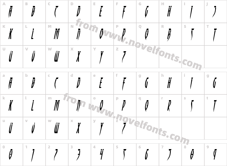 Inhumanity Laser ItalicCharacter Map