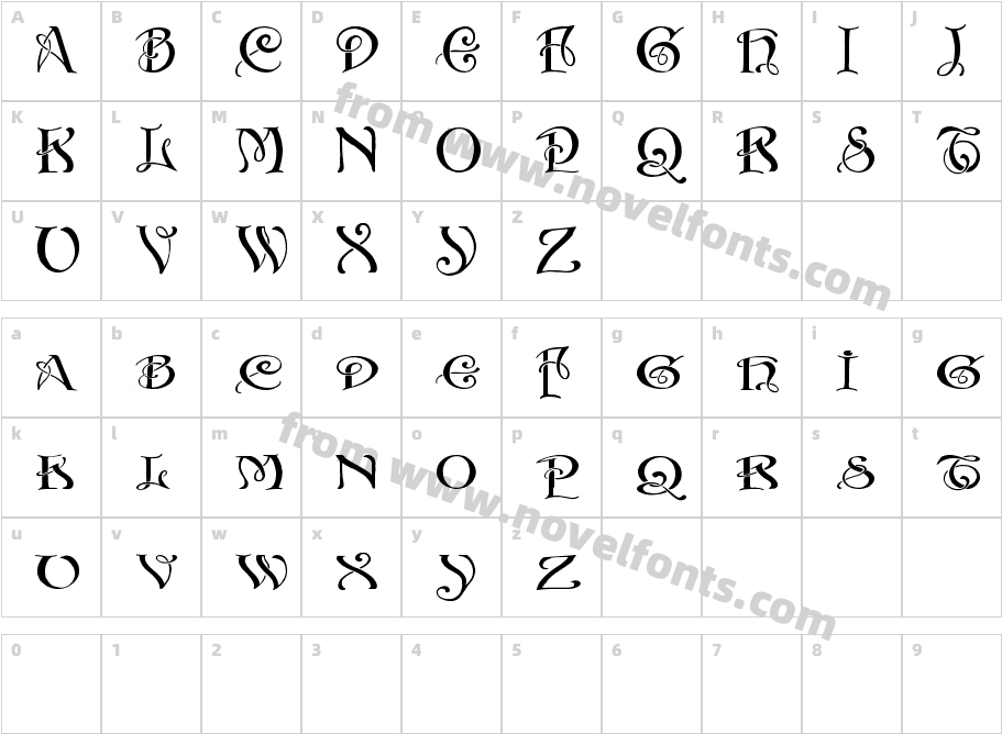 Initials with curlsCharacter Map