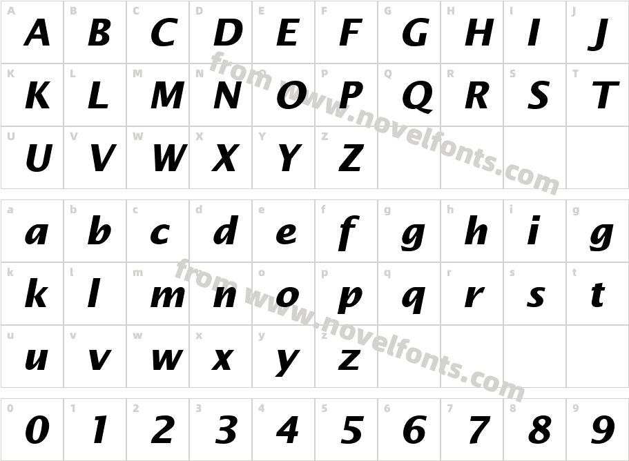 Insight Sans SSi Bold ItalicCharacter Map