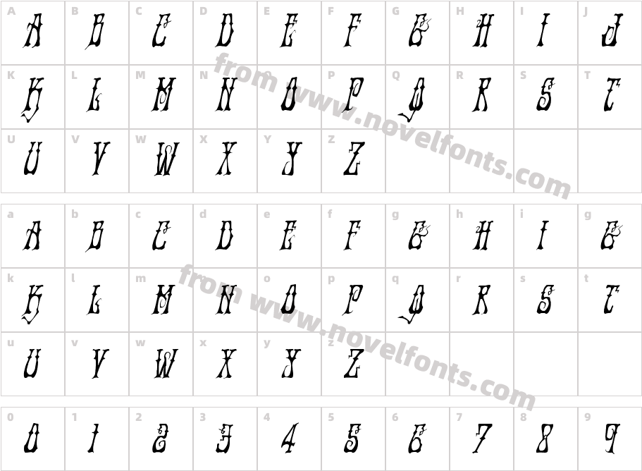 Instant Zen Condensed ItalicCharacter Map