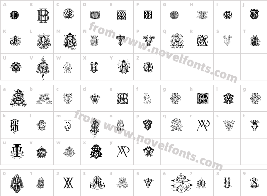 Intellecta Monograms Random Samples NineCharacter Map