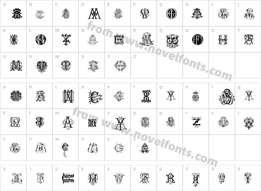 Intellecta Monograms Random Samples TwoCharacter Map