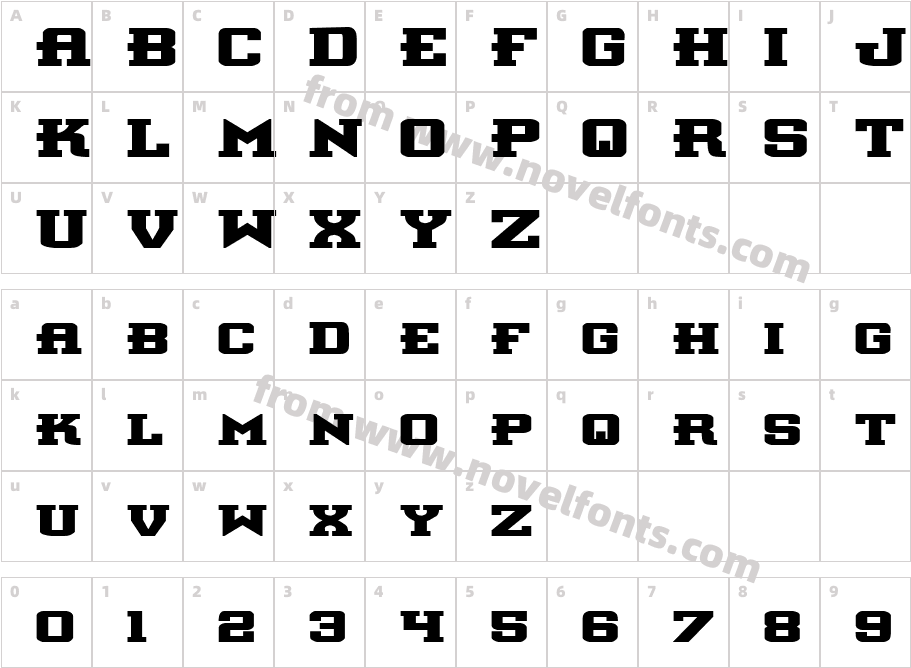 Interceptor Bold ExpandedCharacter Map