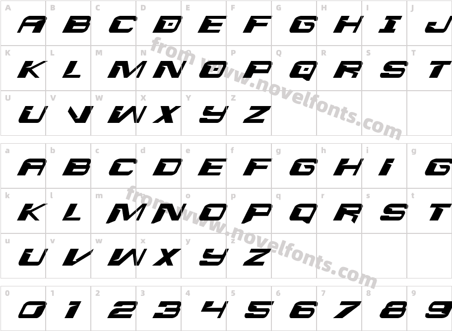 Interdiction ItalicCharacter Map