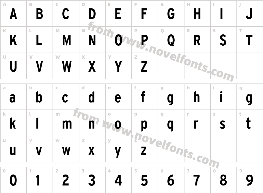 InterstateBoldCondensedCharacter Map