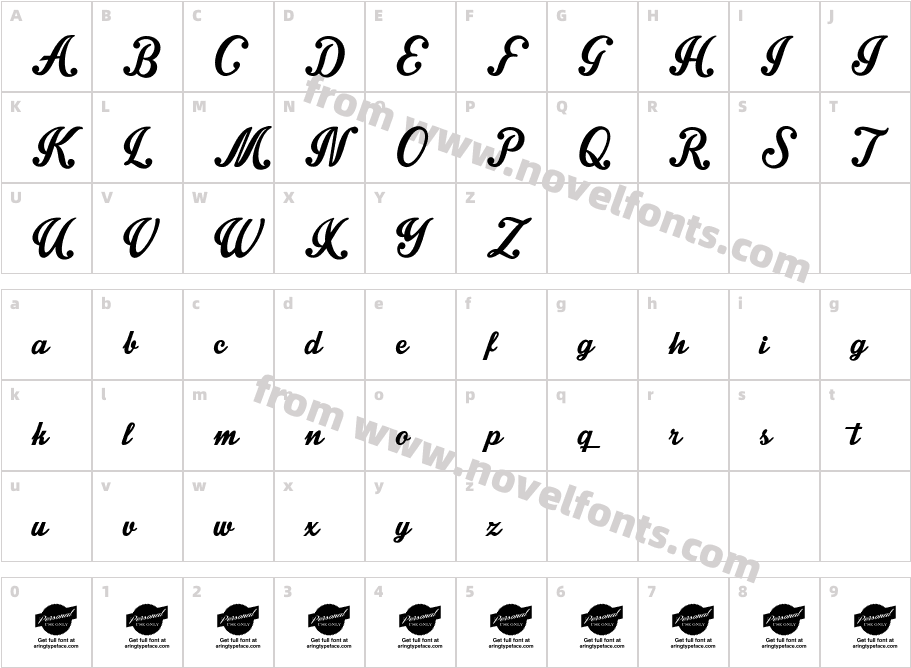 Intrique Script Personal UseCharacter Map