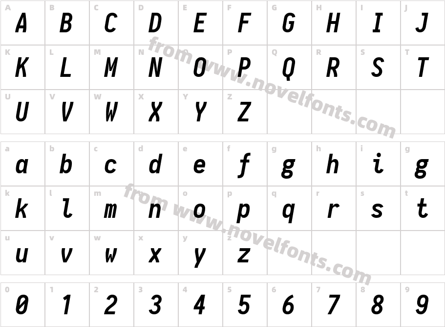 Iosevka Bold ItalicCharacter Map