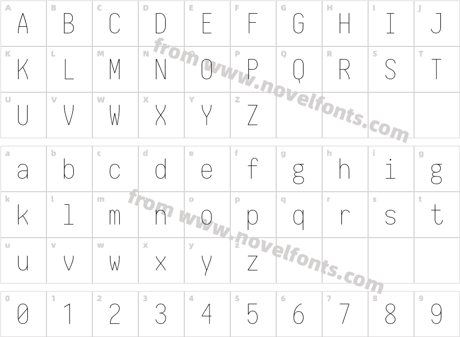 Iosevka ThinCharacter Map