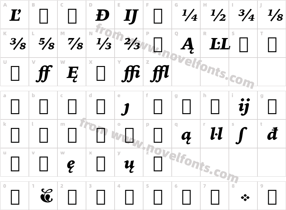 IowanOldSt BlkExt BT Black Italic ExtensionCharacter Map