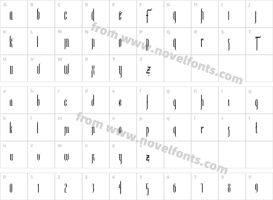 Ipswich-Condensed NormalCharacter Map