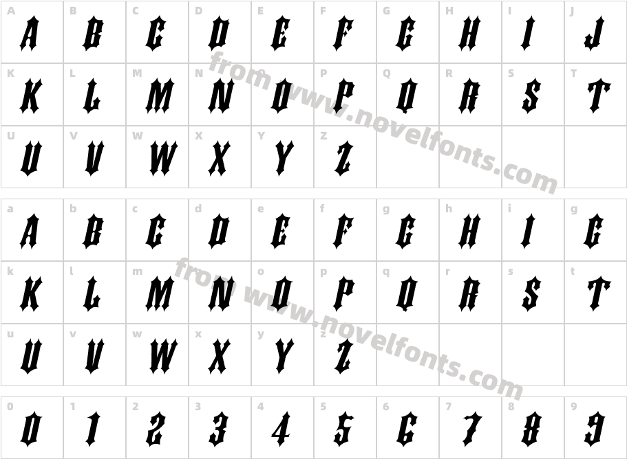 Ironwork Extended ItalicCharacter Map