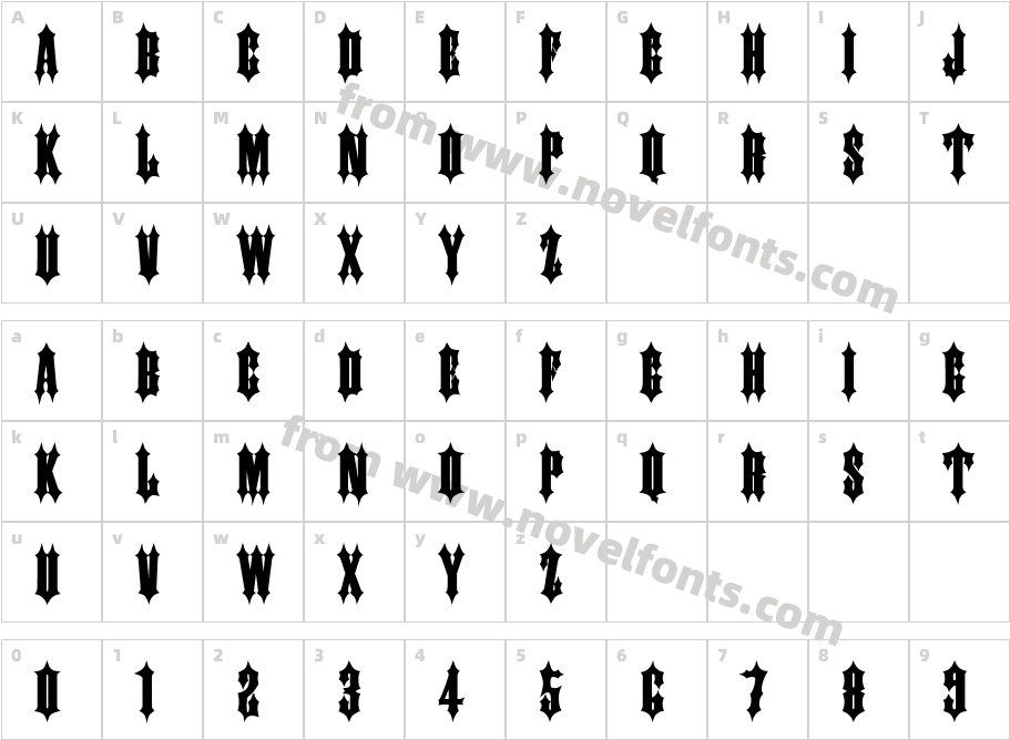 Ironwork Wide BoldCharacter Map