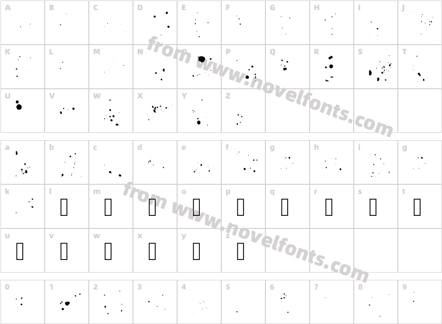 Irregular Ink Spots RegularCharacter Map