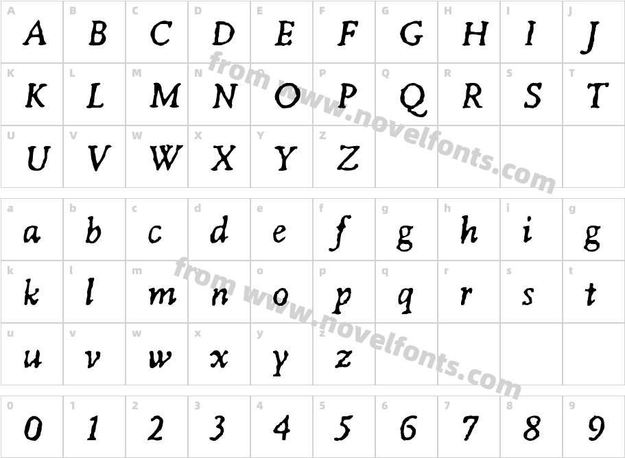 Irregular-ItalicCharacter Map