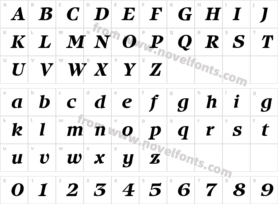 Isbell Bold ItalicCharacter Map