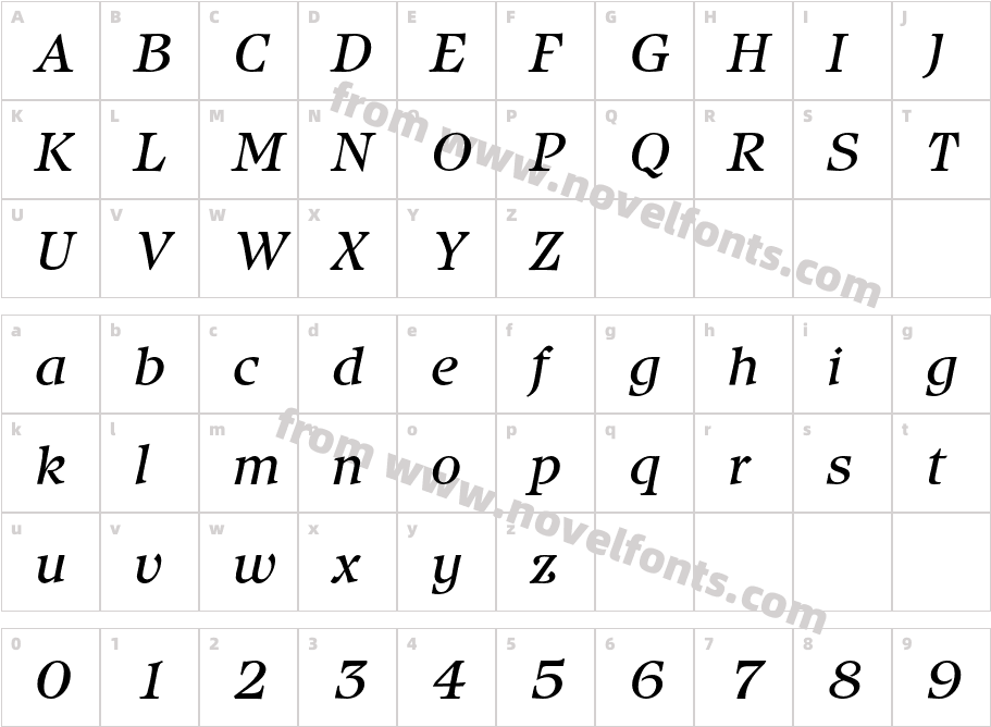 IsbellITCStd-BookItalicCharacter Map