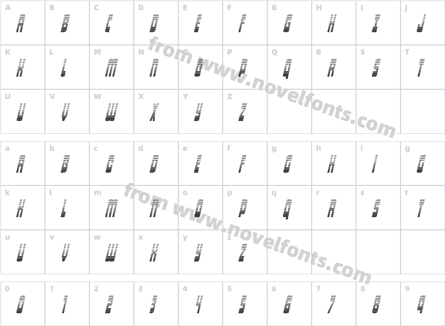 Isomorph Gradient ItalicCharacter Map