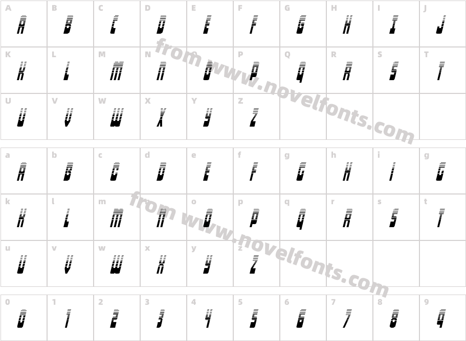 Isomorph Halftone ItalicCharacter Map