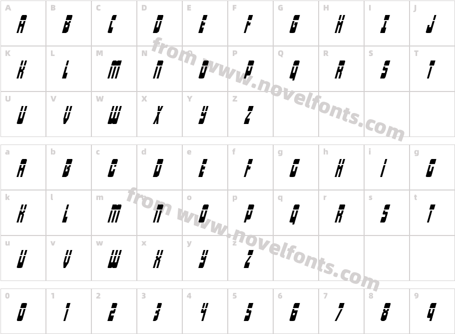 Isomorph Laser Super-ItalicCharacter Map