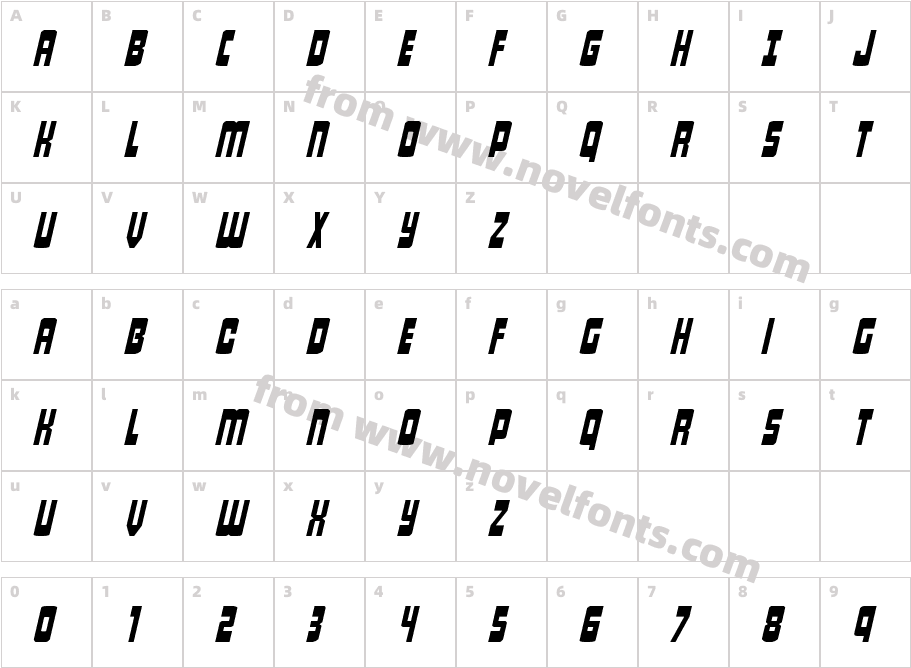 Isomorph Wide ItalicCharacter Map