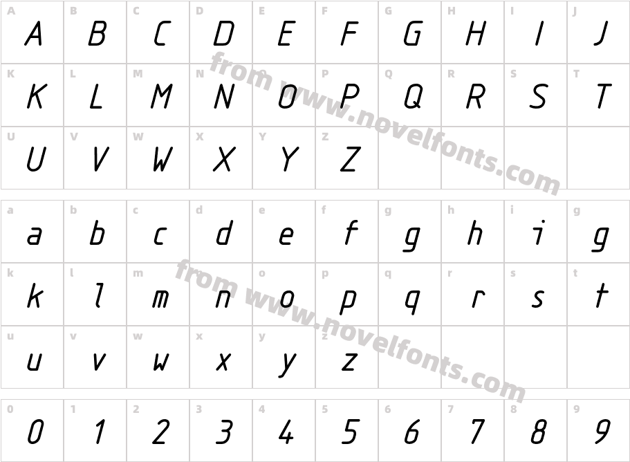 Isonorm3098-ItalicMonospacedCharacter Map