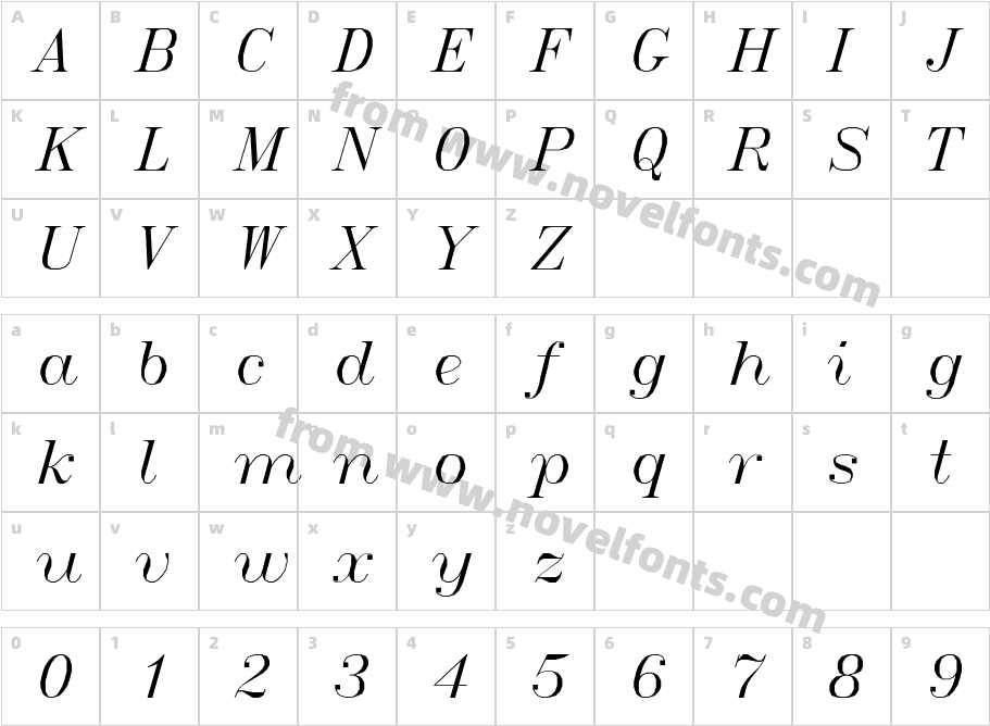 ItalicTCharacter Map