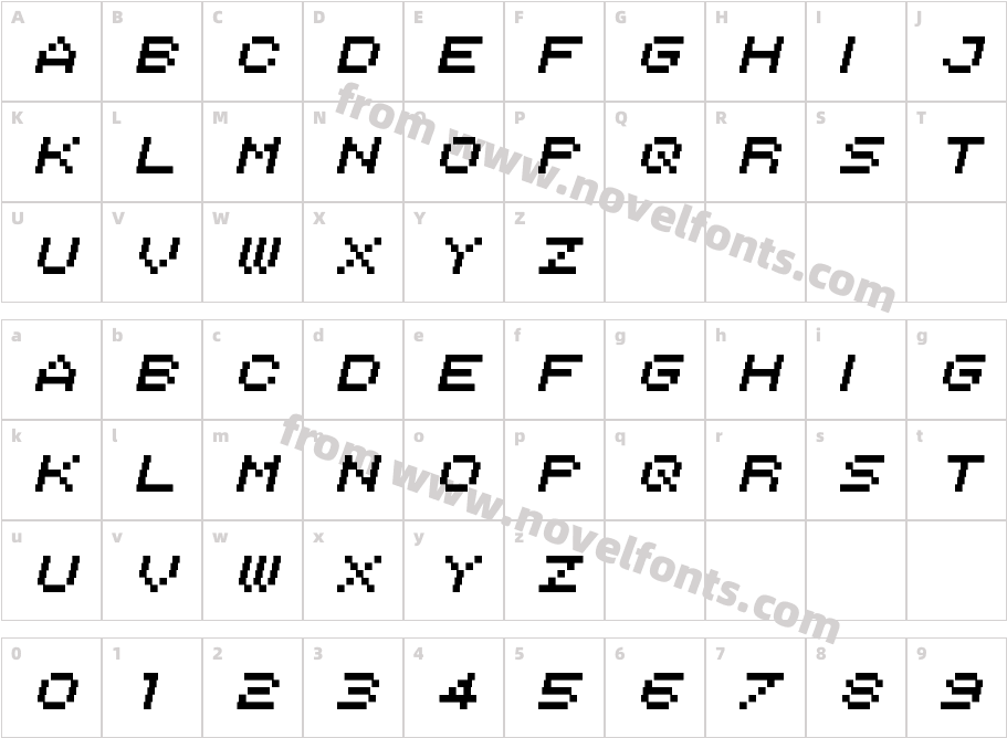 Italipixel RegularCharacter Map