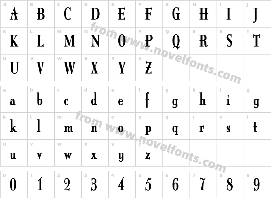 ItingOpti-BoldCondensedCharacter Map