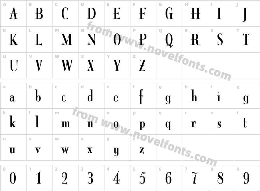 ItingOpti-RegularCondensedCharacter Map