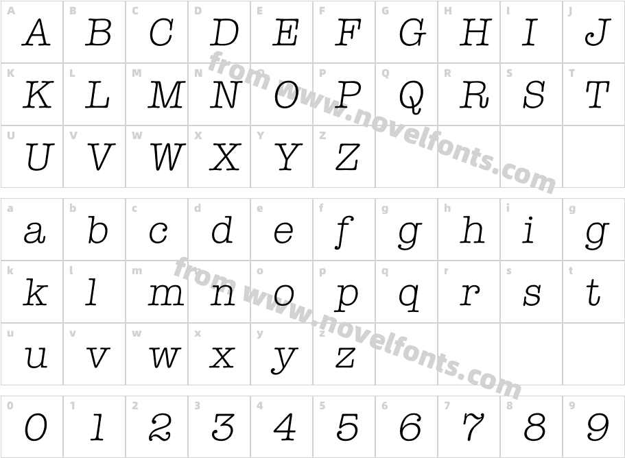 Itypewriter-LightCharacter Map