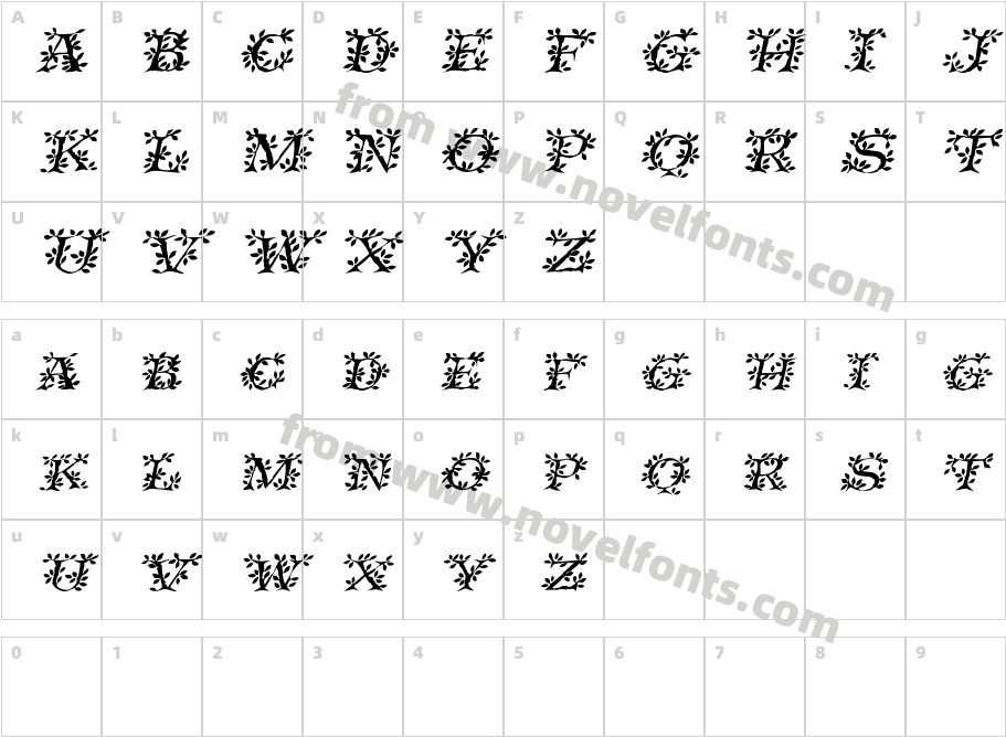 IvyDisplayCaps ItalicCharacter Map