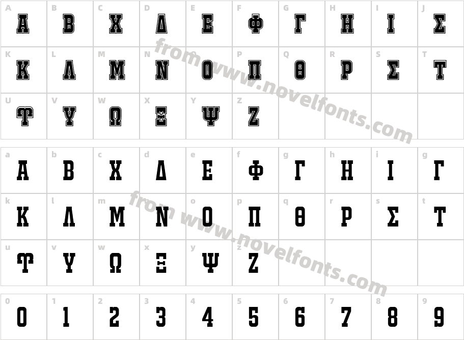 JACKPORT GREEK NCVCharacter Map