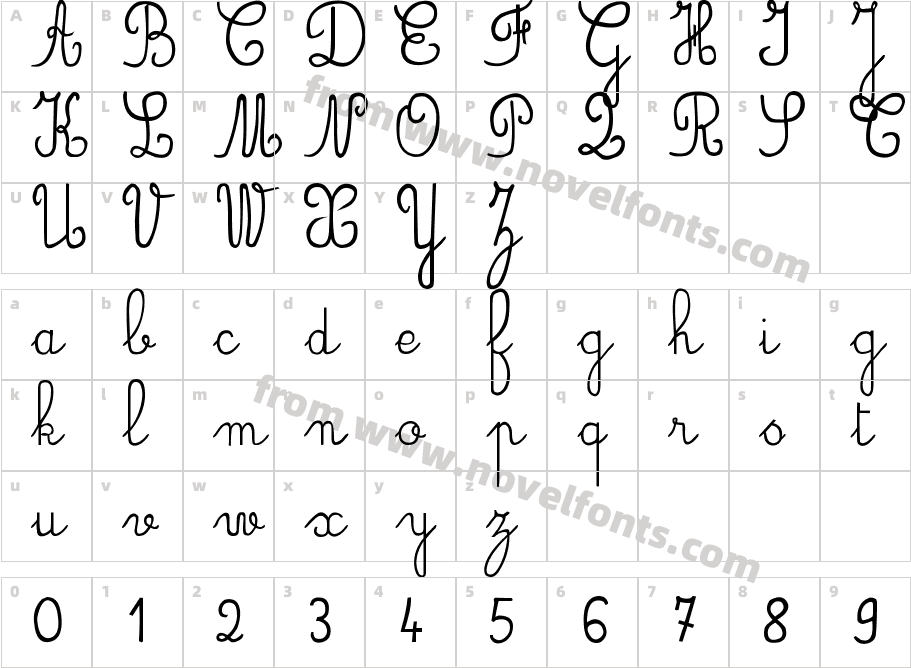 JBCursive-RegularCharacter Map