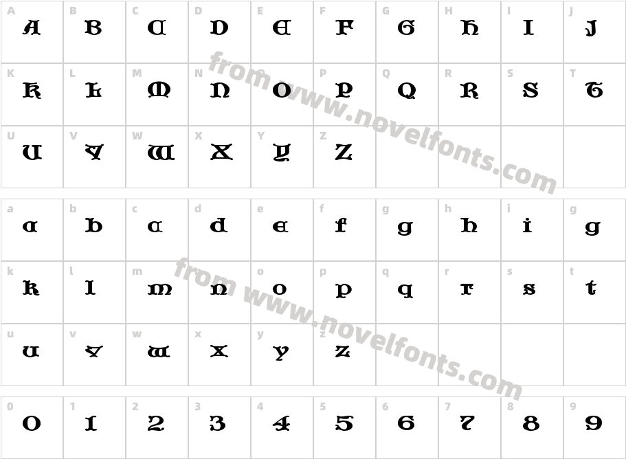 JF Cotswold LettersCharacter Map