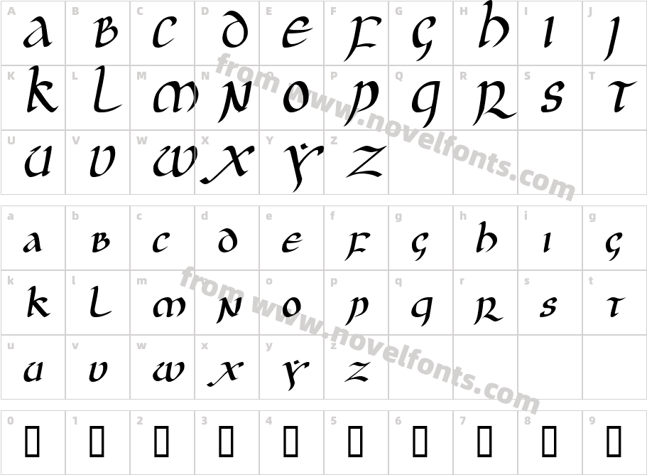 JGJ Uncial ItalicCharacter Map