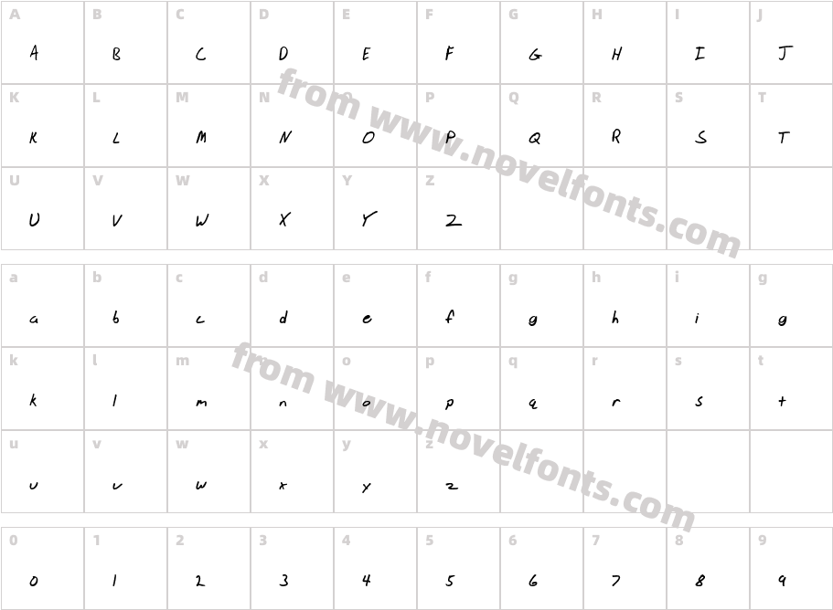 JHand RegularCharacter Map