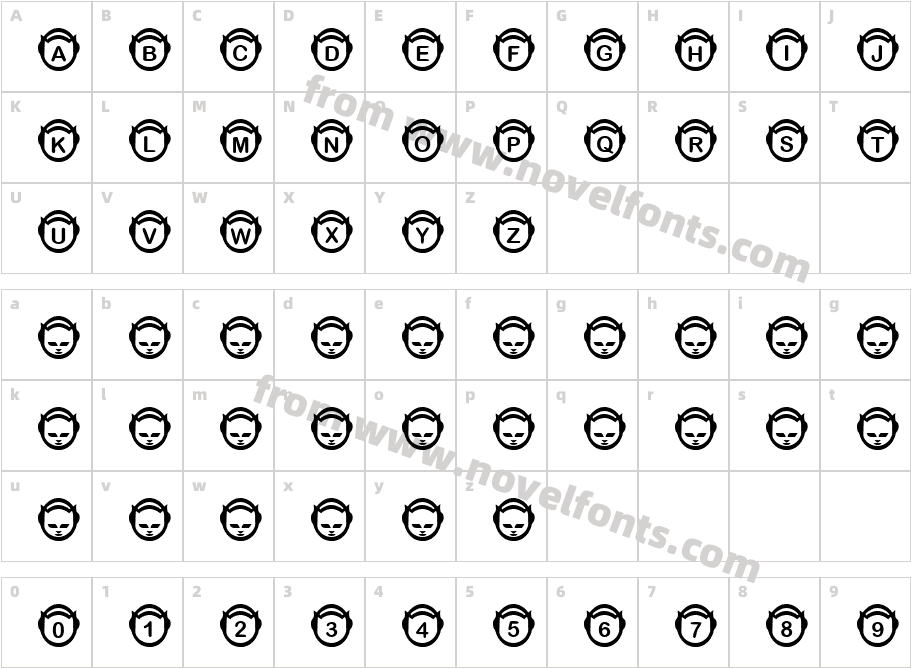 JLR NapfontCharacter Map