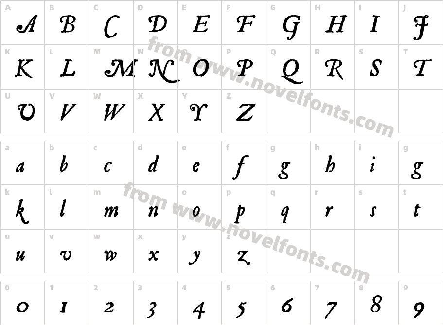 JSL Ancient ItalicCharacter Map