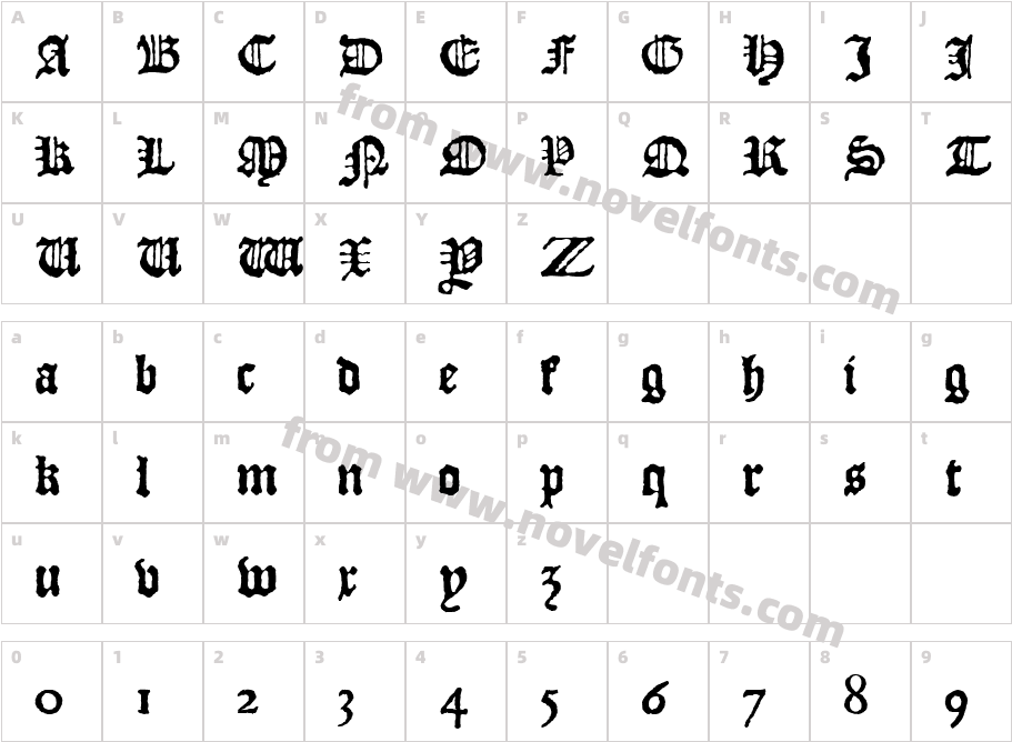 JSL BlackletterCharacter Map